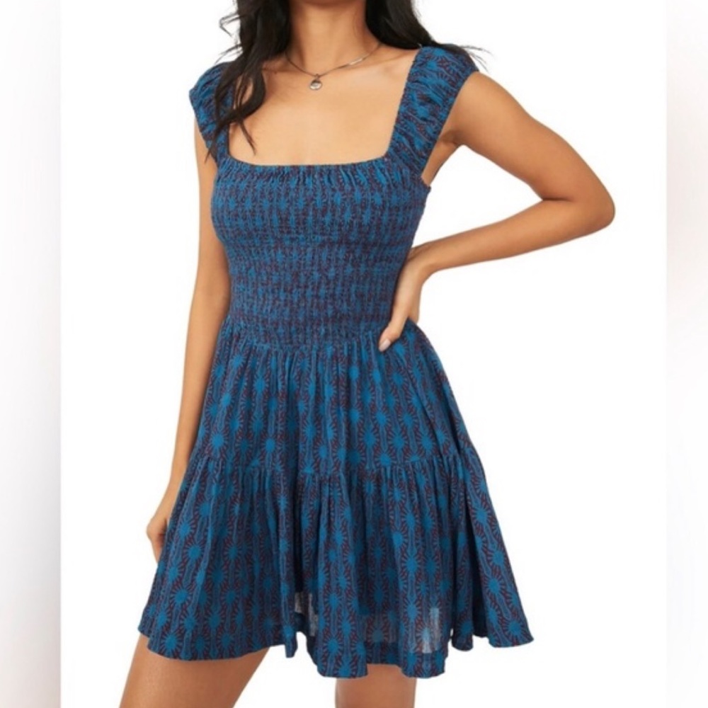 Free People Sweet Annie Mini Dress Turqouise